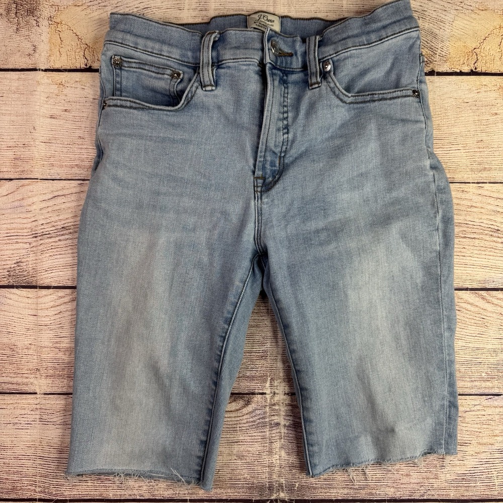 J. Crew Jeans Shorts Womens Size 27 Toothpick High Rise Cut Off Raw Hem Lt Blue‎